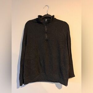 Faherty Men's Black Knit Half Zip Mock Neck Pullover Sweatshirt in size M